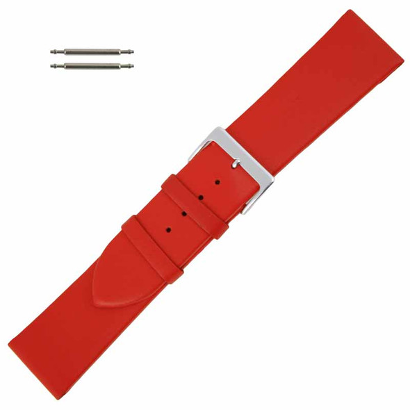 Red Leather Long Watch Band 30MM Smooth Calf