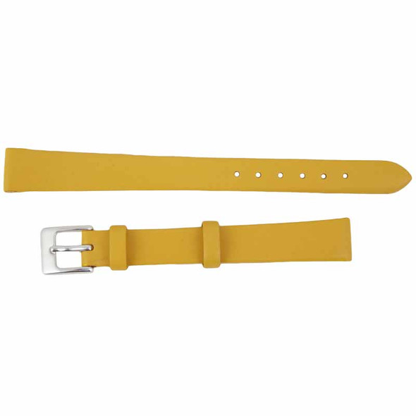 Yellow Leather Long Watch Band 12MM Smooth Calf