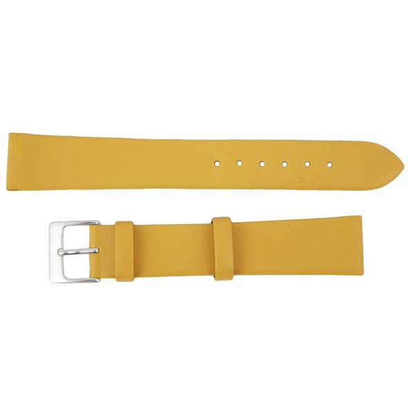 Yellow Leather Long Watch Band 22MM Smooth Calf