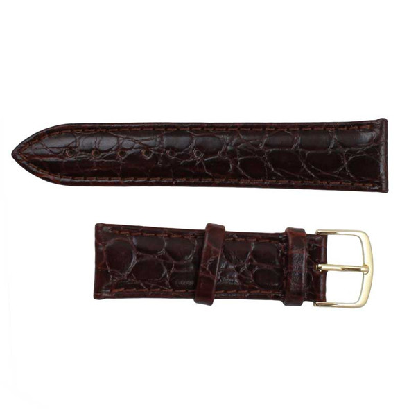 Hadley Roma Croco Grain Padded Stitched Watch Strap Brown 18 mm Short