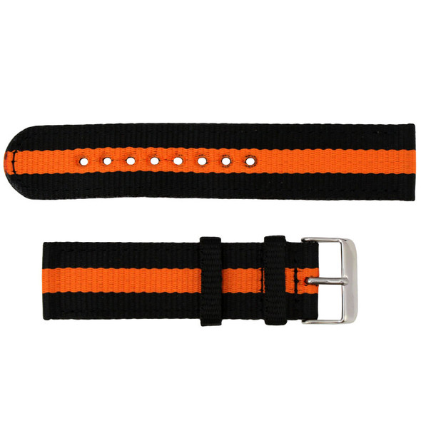 Hadley Roma Orange and Black Striped 22MM Nylon Watch Band