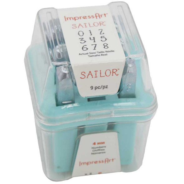 4.0mm Sailor Font Numbers Punch Set 9 pieces In Storage Box