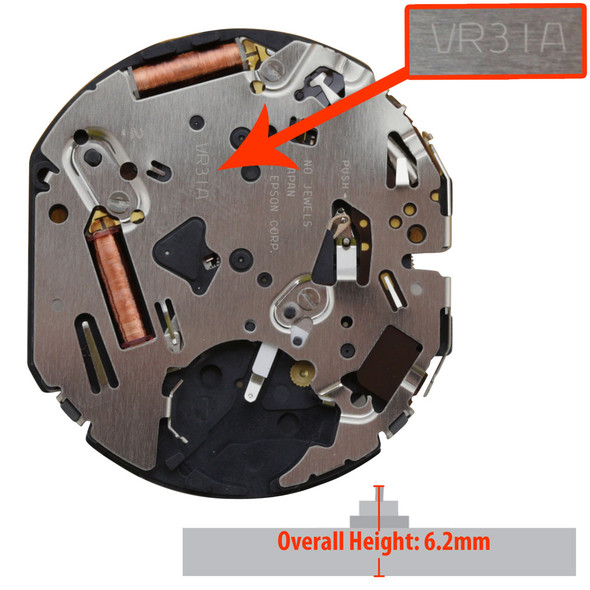 Hattori Japan Quartz Chronograph Watch Movement VR32 Overall Height 6.2mm
