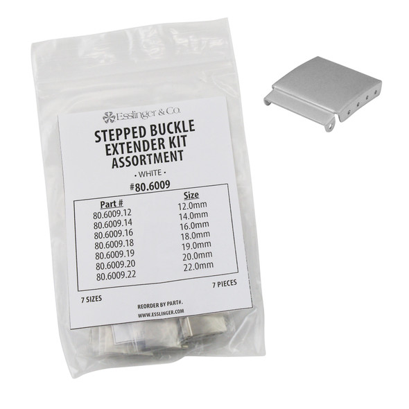 Stepped Buckle Extender Assortment in Silver Nickel Plated, 7 Pieces
