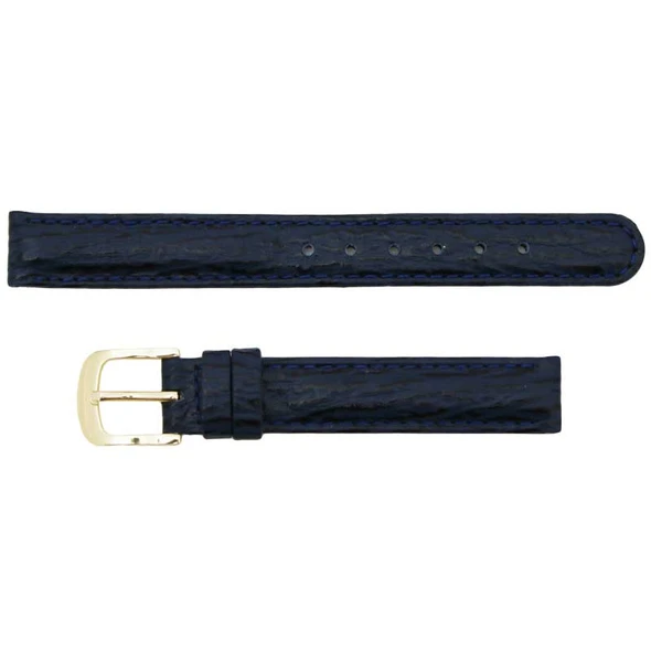Dark Blue 12MM Shark Grain Leather Watch Band