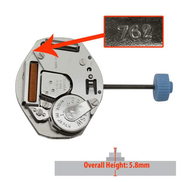Harley Ronda 2 Hand Quartz Watch Movement HQ762.5 HCP Overall Height 5.8mm