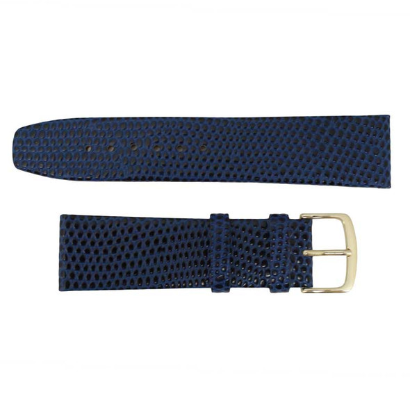 Blue Leather Watch Band 22MM Lizard Grain