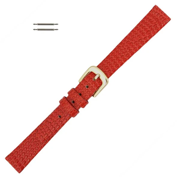 Red Leather Watch Band 14MM Lizard Grain