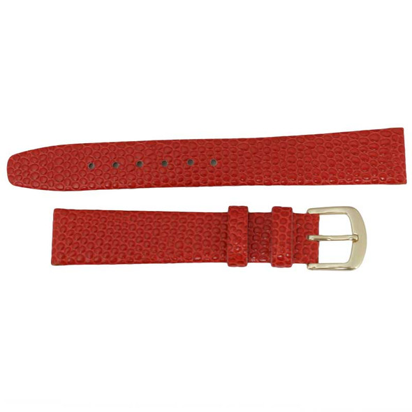Red Leather Watch Band 18MM Lizard Grain
