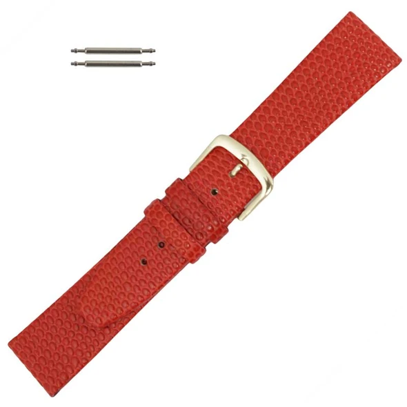 Red Leather Watch Band 20MM Lizard Grain