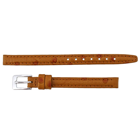 Ostrich Grain 12mm Tan Leather Watch Strap