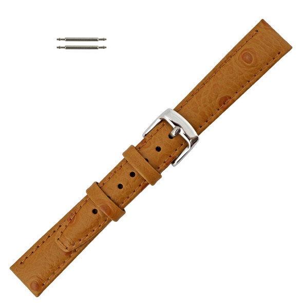 Ostrich Grain 14mm Tan Leather Watch Strap