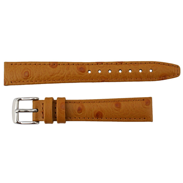 Ostrich Grain 18mm Tan Leather Watch Strap