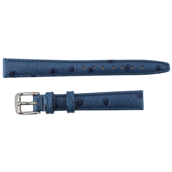 Ostrich Grain 14mm Blue Leather Watch Strap