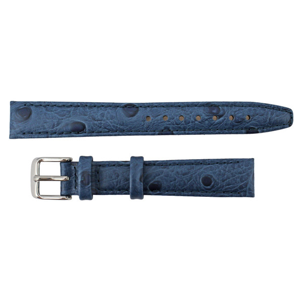Ostrich Grain 18mm Blue Leather Watch Strap