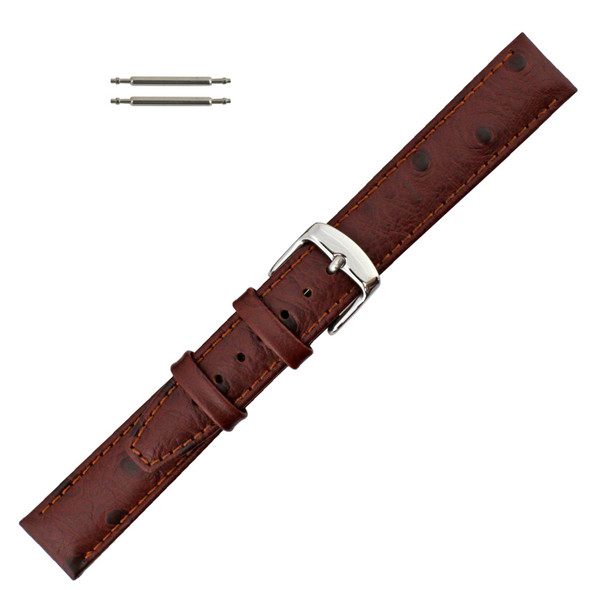 Ostrich Grain 18mm Reddish Brown Leather Watch Strap