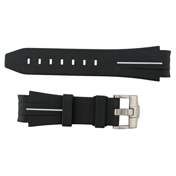 Black with White Stripe Silicone 20MM Made to Fit Rolex® Curved End Watch Band 7 Inch Length