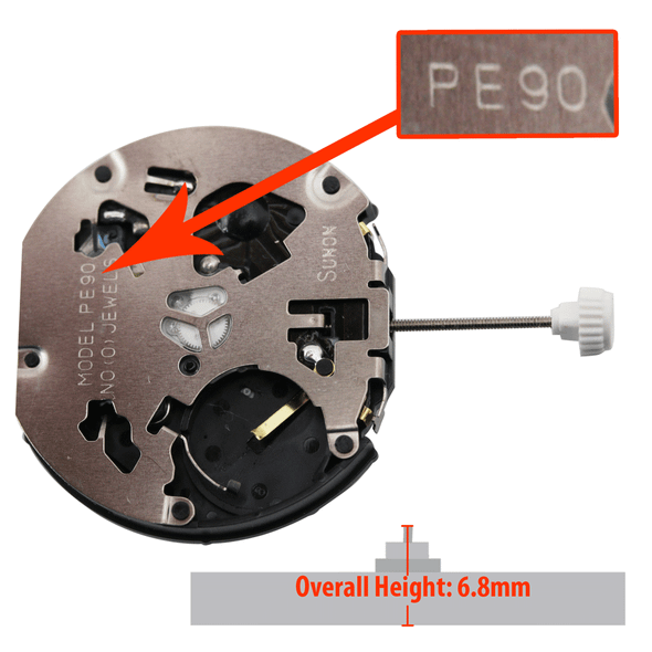 Sunon 3 Hand Multi Function Quartz Watch Movement PE90-02 Date At 3:00 Overall Height 6.8mm