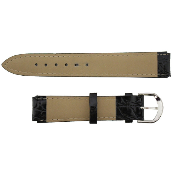 12mm Black Leather Crocodile Grain Watch Band 6 1/2 Inch Length