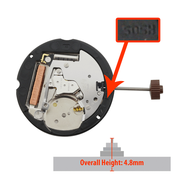 Harley Ronda 24 Hour 4 Hand Quartz Watch Movement HQ505.24H-6 Date at 6:00 Overall Height 4.8mm