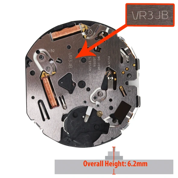 Hattori Japan Quartz Chronograph Watch Movement VR3J Date At 4:00 Overall Height 6.2mm