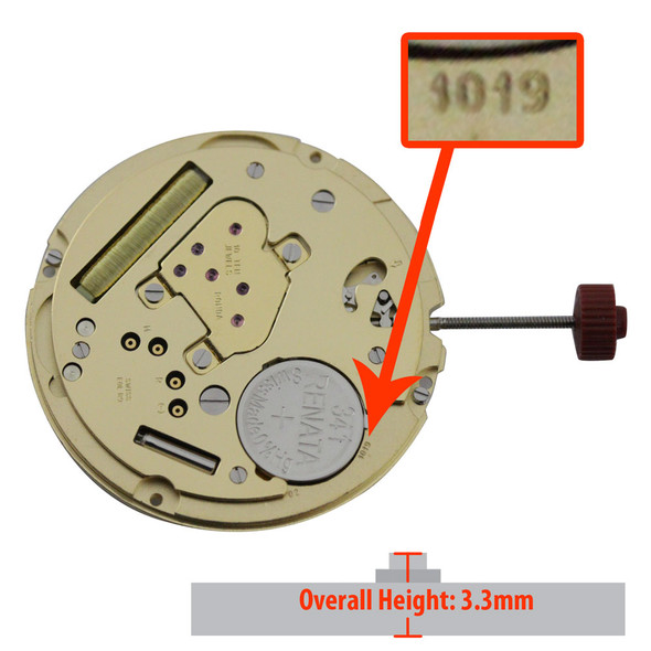 Harley Ronda 2 Hand Quartz Watch Movement HQ1019-6 Date At 6:00 Small Second at 6:00 Overall Height 3.3mm