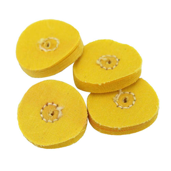 1 Inch 16 Ply Stitched Mini Yellow Chemkote Muslin Buffs Pack of 4