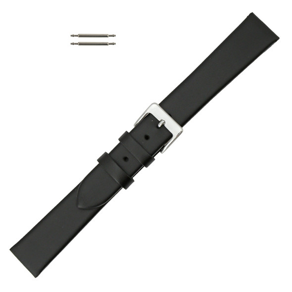 Black Watch Strap Leather 22mm Smooth Calf 7 7/8 Inch Length