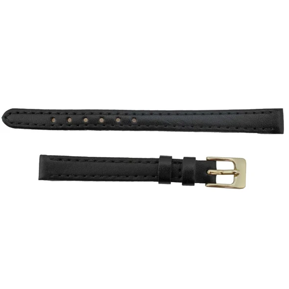 Black Leather Watch Band 8mm Long Flat Classic Calf 7 1/2 Inch Length