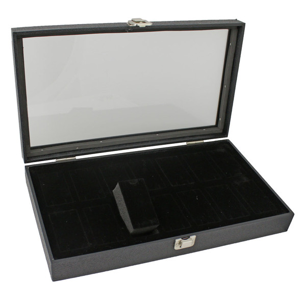 Wood Watch Case with Glass Top for 14 Watches