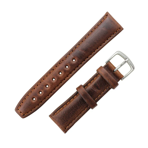 Hadley Roma Brown 19mm Oil Tanned Leather Watch Band 7 7/16 Inch Length