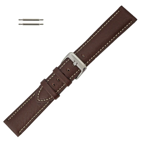Leather Watch Band 26mm Dark Brown Leather Buffalo Chronograph Grain 7 7/8 Inch Length