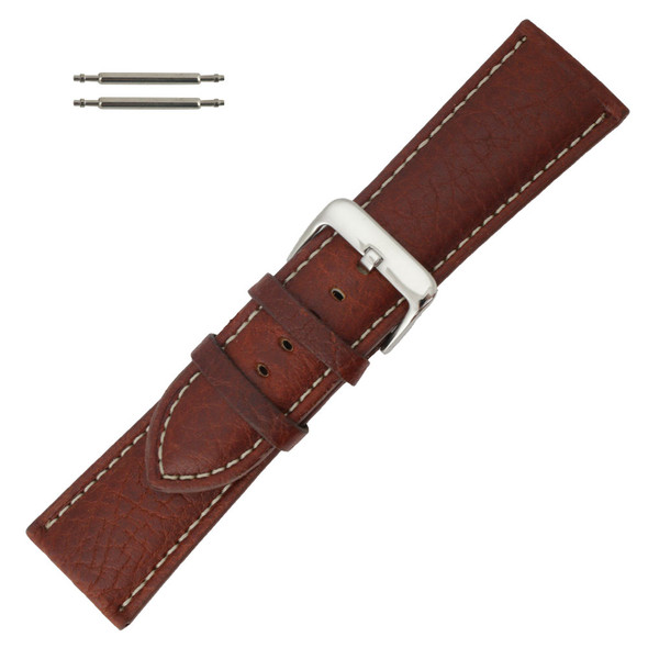 Leather Watch Band 26mm Tan Leather Buffalo Chronograph Grain 7 7/8 Inch Length