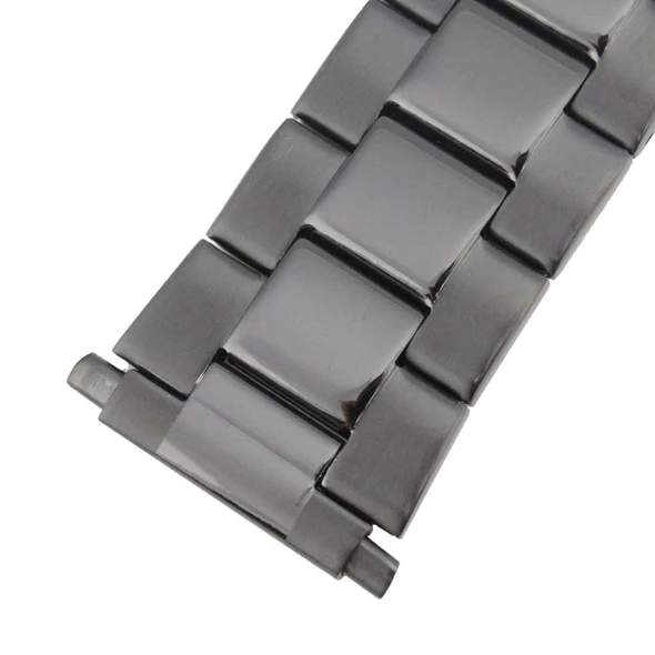 Hadley Roma Metal Black Watch Band 22 to 26 mm Expendable Ends 7 1/2 Inch Length