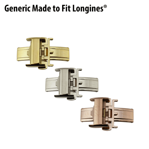 Imitation Made to Fit Longines® Style Deployant Watch Band Buckle Clasp