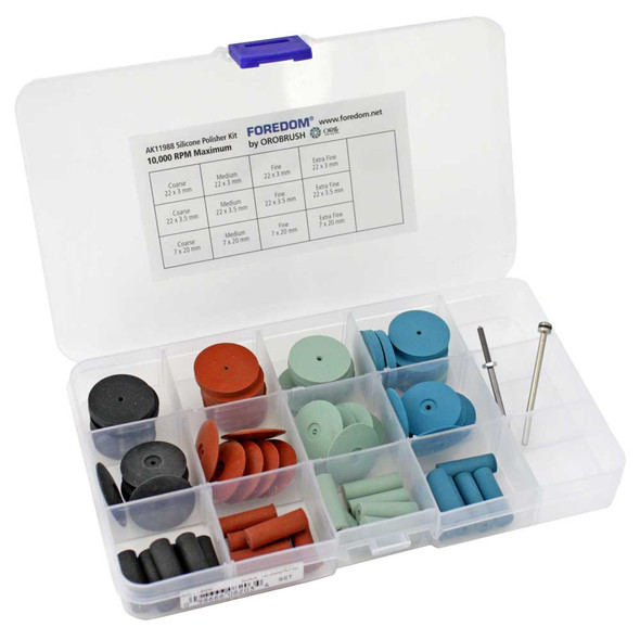 74 Piece Unmounted Silicone Abrasive Wheel Assortment Extra Fine to Coarse