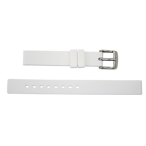 White Silicone Watch Band 12mm Rubber Strap 7 Inch Length
