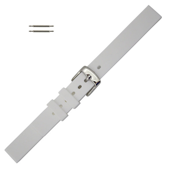 White Silicone Watch Band 12mm Rubber Strap 7 Inch Length