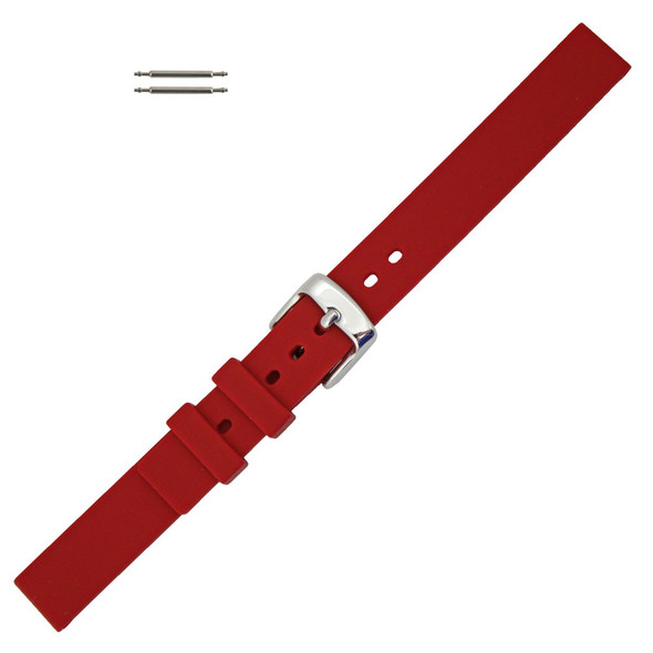 Red Silicone Watch Band 14mm Rubber Strap 7 1/4 Inch Length