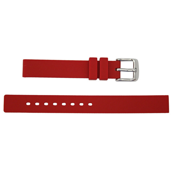 Red Silicone Watch Band 14mm Rubber Strap 7 1/4 Inch Length
