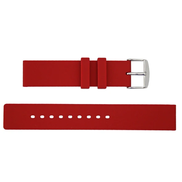 Red Silicone Watch Band 16mm Rubber Strap 7 1/2 Inch Length