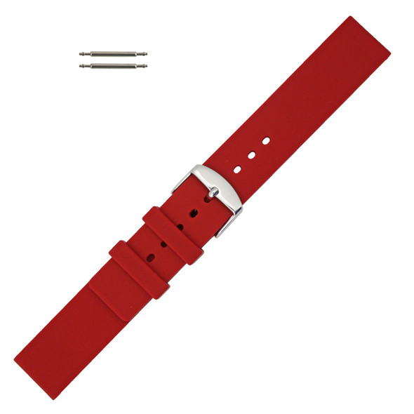 Red Silicone Watch Band 18mm Rubber Strap 7 13/16 Inch Length