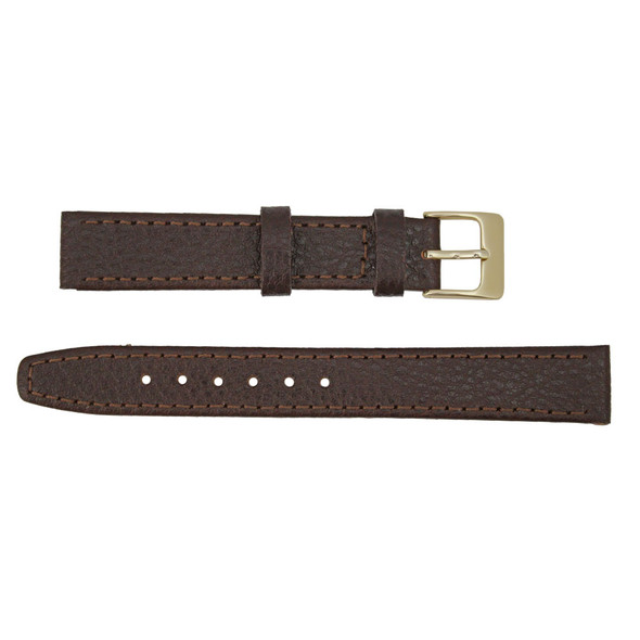 Leather Watch Band 15mm Brown Polished Calf Flat 7 1/2 Inch Length