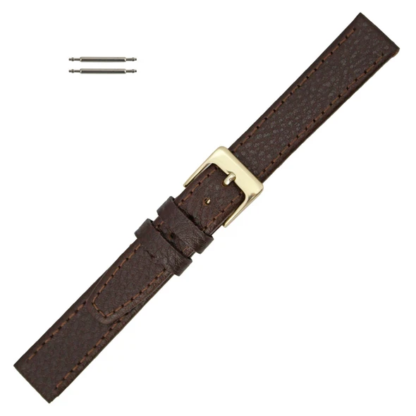 Leather Watch Band 15mm Brown Polished Calf Flat 7 1/2 Inch Length