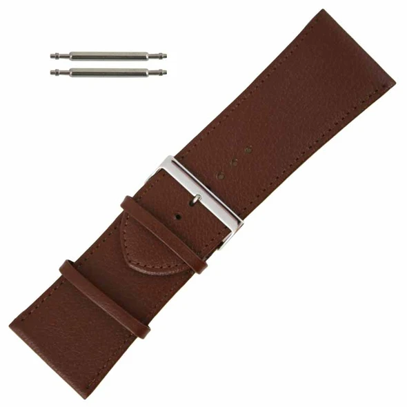 34mm Watch Band Brown Leather Polished Calf 7 1/2 Inch Length
