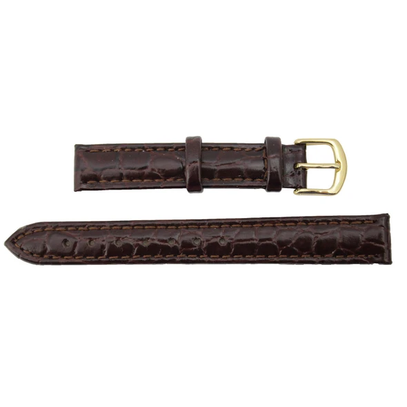 Hadley Roma Brown 11mm Croco Grain Padded Stitched Watch Strap 6 5/8 Inch Length