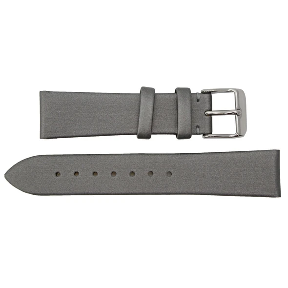 Hadley Roma 18mm Silver Grey Leather Watch Band Satin Finish Calf 6 5/8 Inch Length