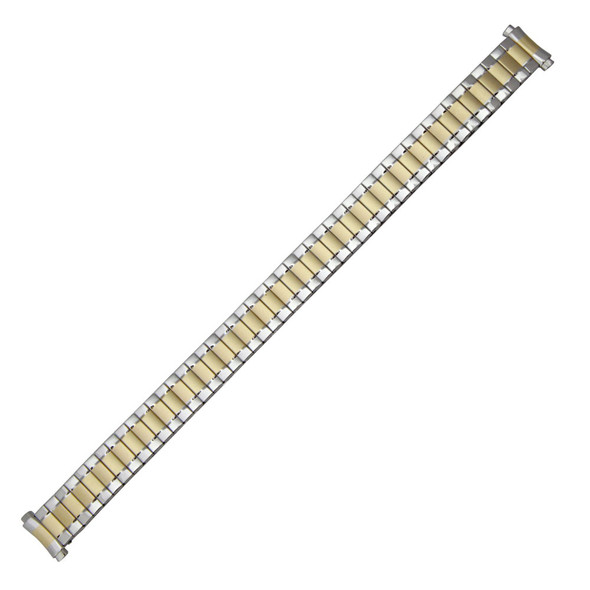 Metal Watch Band 6 to 10 Inch Length Expansion Style Two Tone Color Expandable Curved Ends 10 to 14mm
