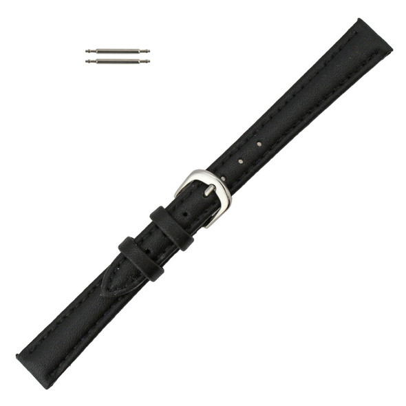 Hadley Roma 10mm Vegan Black Microfiber Watch Band 6 5/8 Inch Length