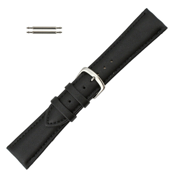 Hadley Roma 20mm Vegan Black Microfiber Watch Band 7 1/2 Inch Length